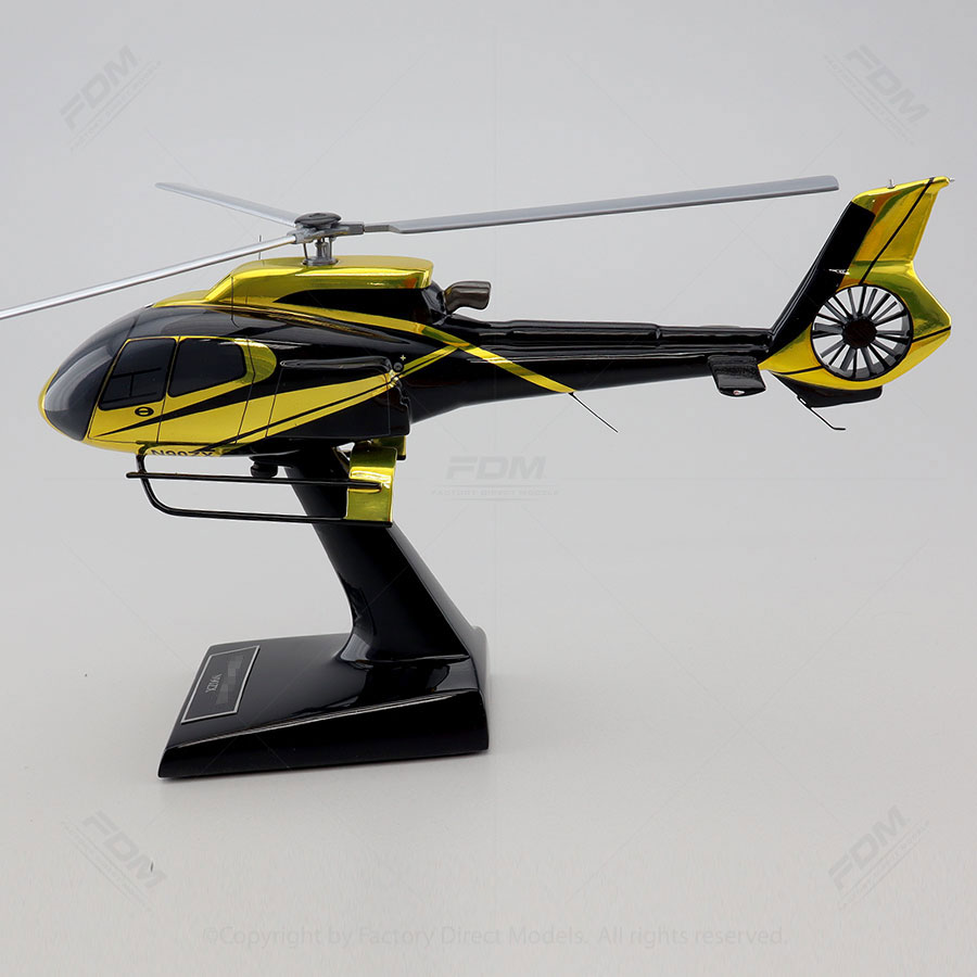 Custom Airbus H130 Metallic Gold Wooden Model Helicopter N90ZX