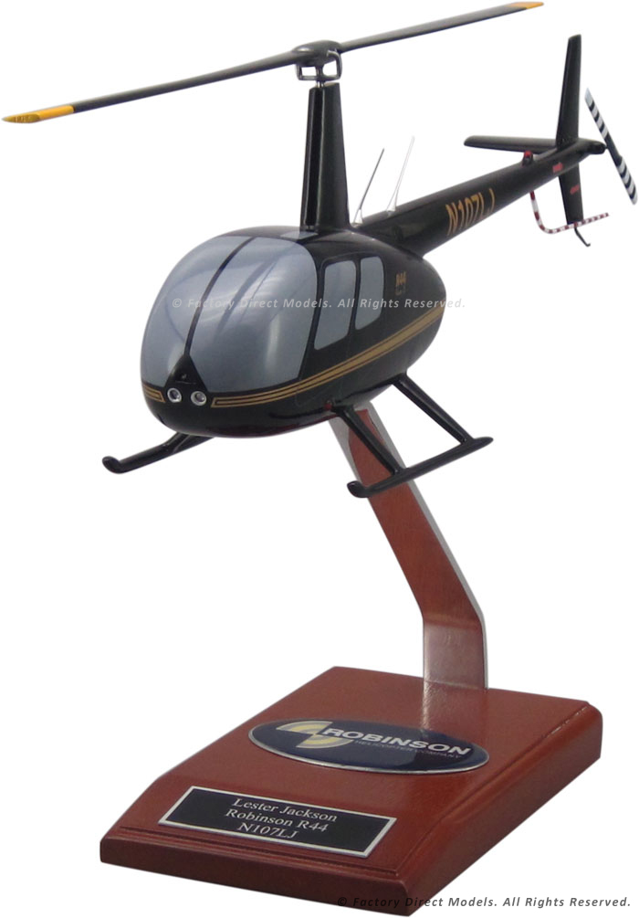 R-44 Raven Replica Helicopter Model Hand Crafted with Real Mahogany Wood